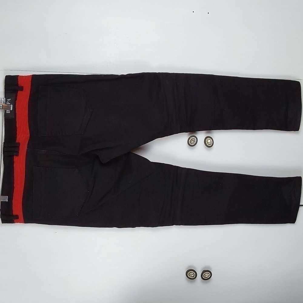 Bie PA Mens Black/Red Denim jeans Vintage streetwear moto Edgy Sz.38 - Picture 4 of 8